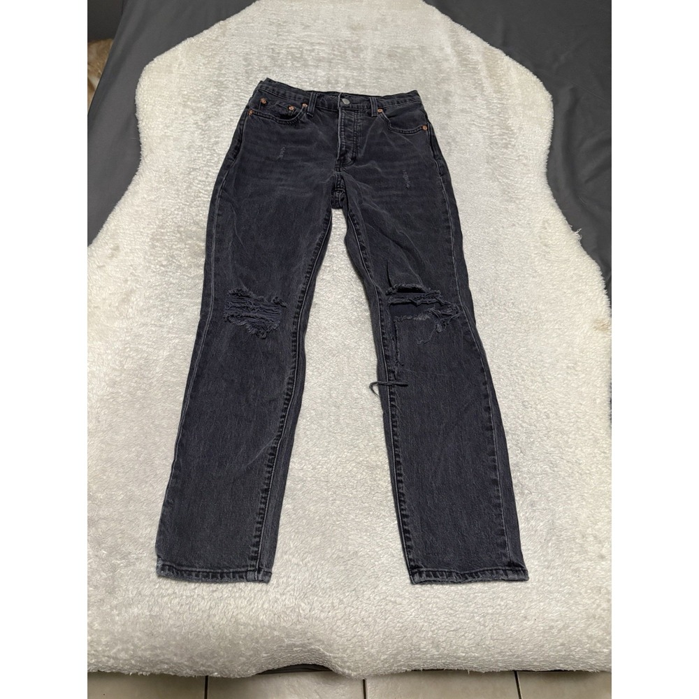 Lucky Brand Drew Mom Jeans Womens 2/26 High Rise Distressed Washed Black